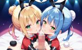 【エロCG/動画】逆バニーWちっぱい抱きしめパイズリ【yarumi】