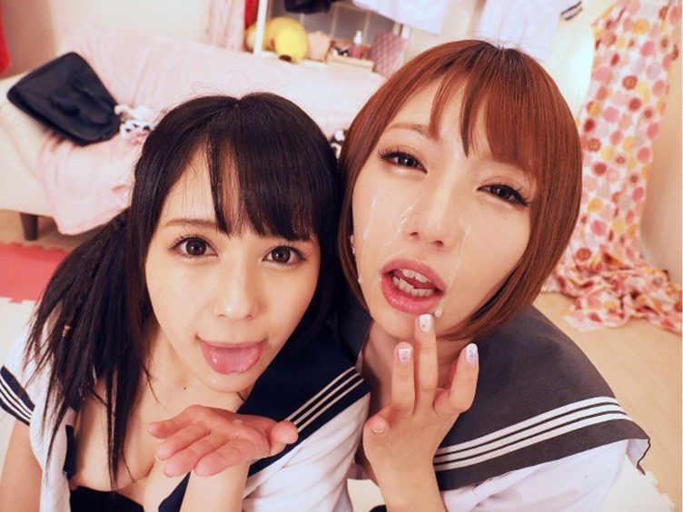 【エロ動画】【VR】ロリJ●リフレ Wフェラからの顔射【葉月七瀬、他】